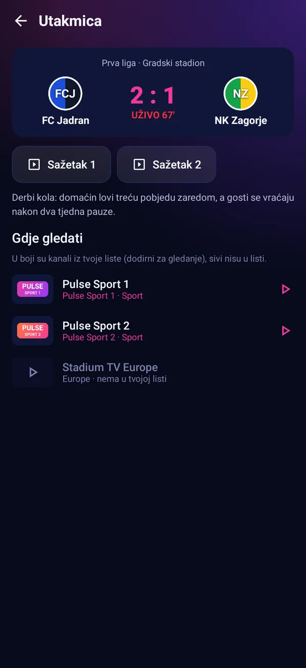 Utakmica na mobitelu